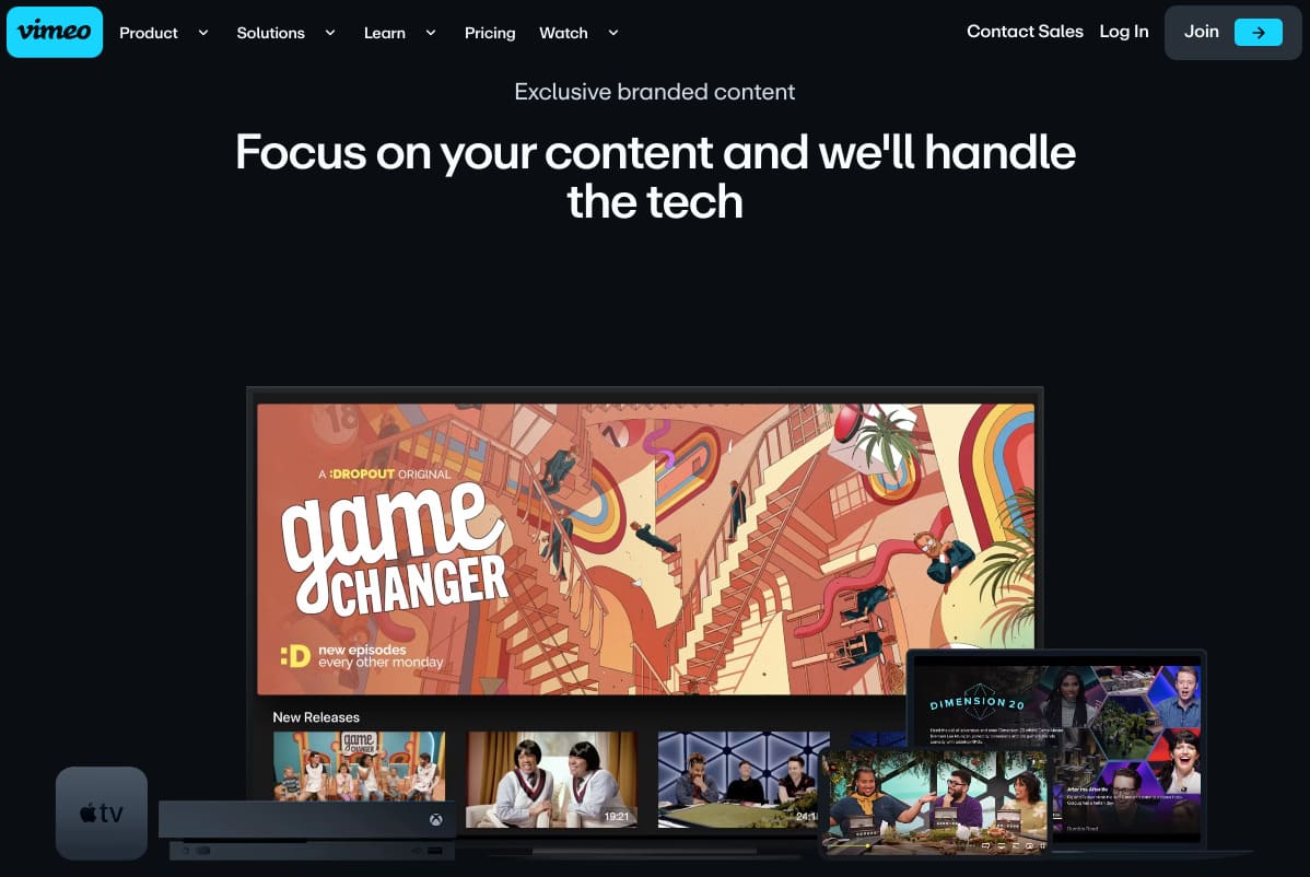 vimeo ott homepage