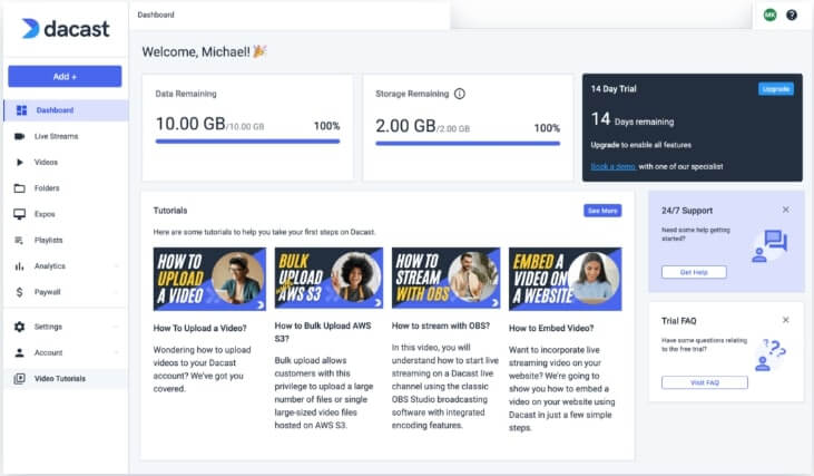 dacast homepage example