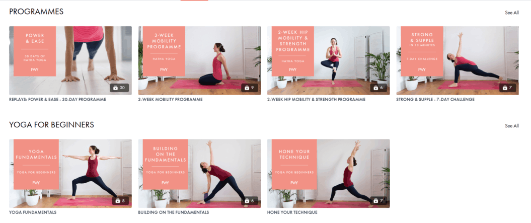 Felicity Wood Yoga video catalog