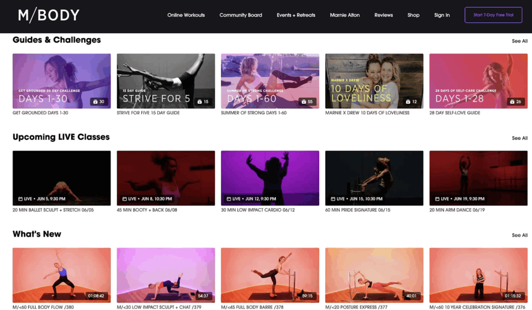 screenshot of m/body channel