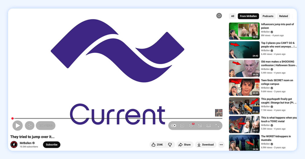 A screenshot of MrBallen's YouTube channel.