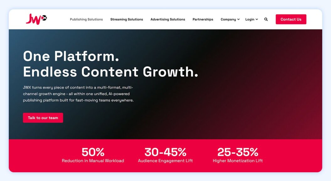 JWP Connatix empowers you to stream, monetize, and optimize video at scale—all from one industry-leading platform built for performance