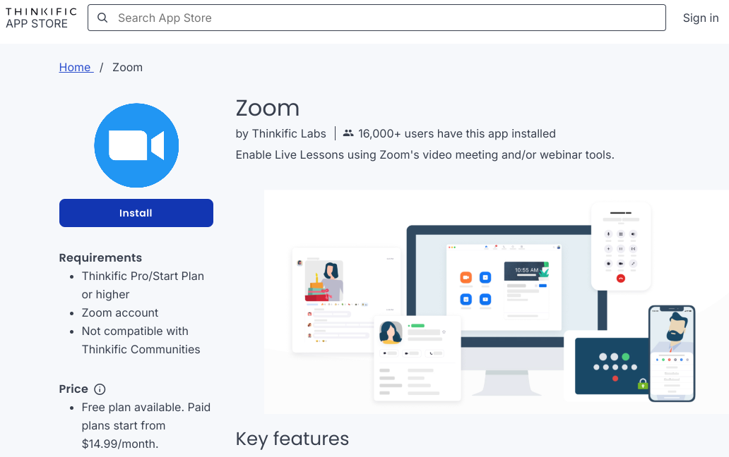 Thinkific zoom integration