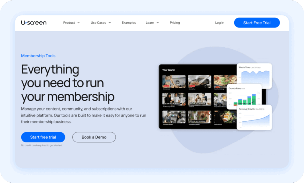 an image showing the Uscreen membership tools homepage