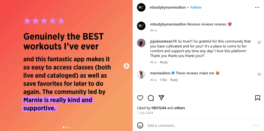 MBody IG Testimonial