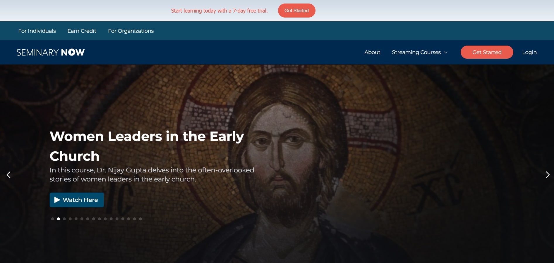 Homepage for Seminary Now, a live streaming and on-demand service.