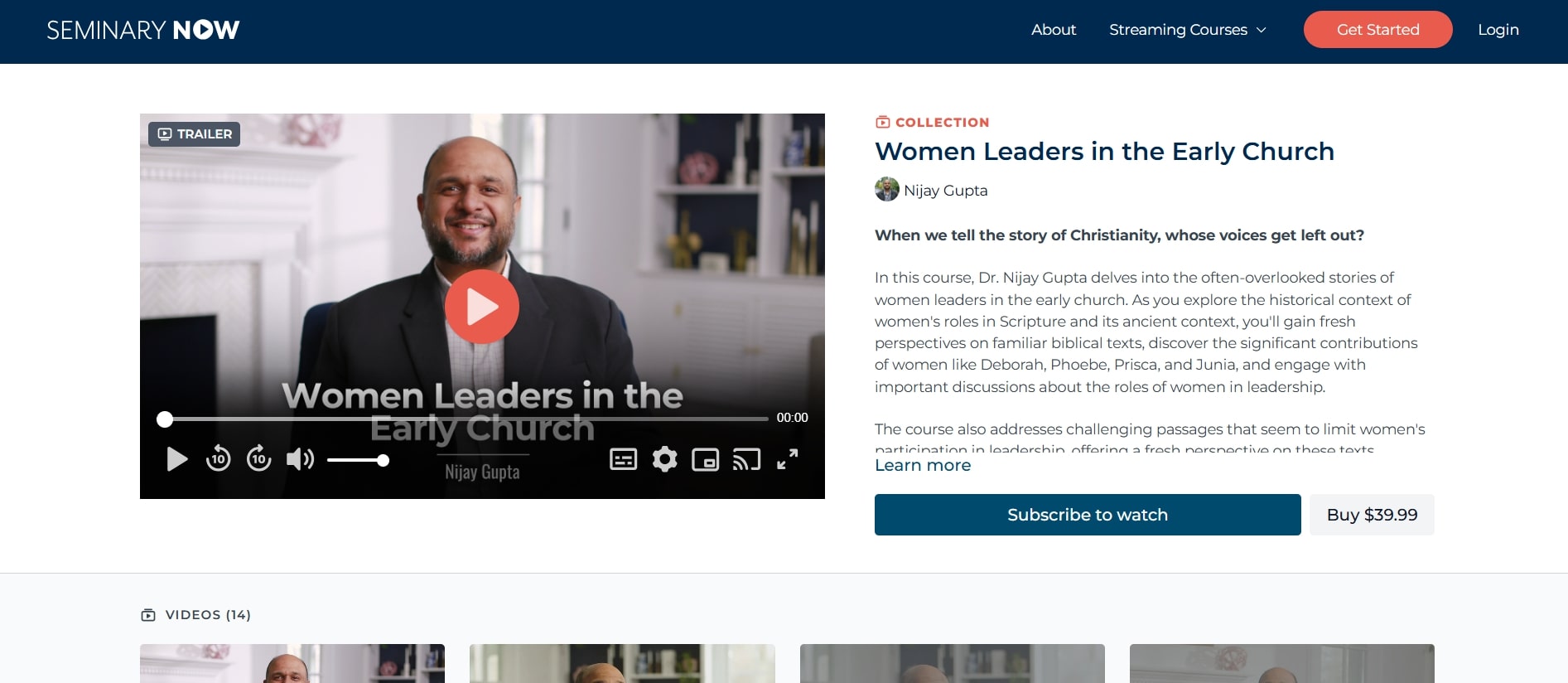 Video preview within the Seminary Now catalog.