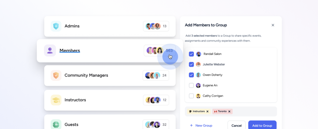 Screenshot of Disco platform in use showing off mini-communities features and role management.