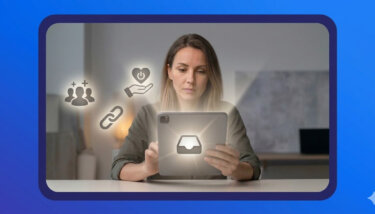 Woman at a laptop with email icon