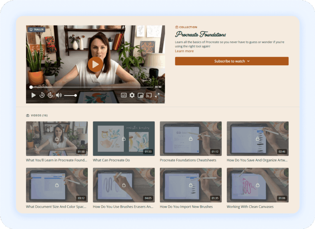 Programs page on The Studio website, showing programs broken up by topic.